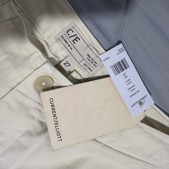 CURRENT/ELLIOTT The Captain Trouser Pants Biscuit White size 27 - Picture 6 of 12